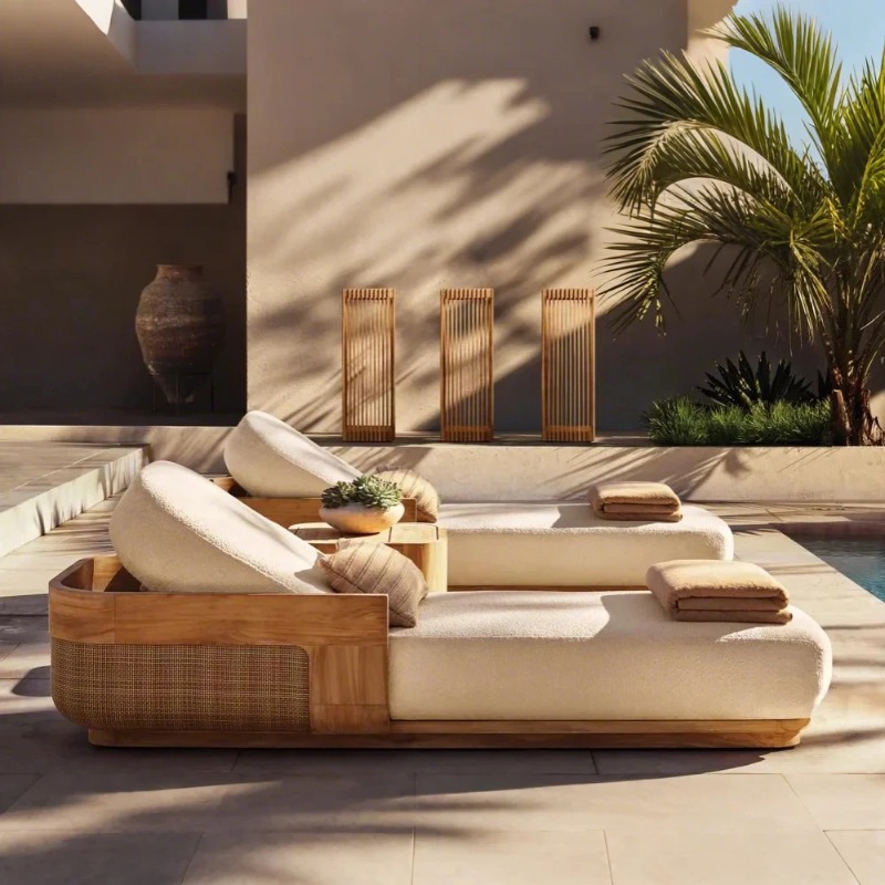 Outdoor Daybed Furniture - Sonnenliege & Tagesbett-Set aus Teakholz und
