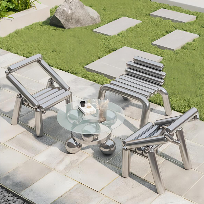 Outdoor Furniture Metal Chairs - Edelstahlstuhl, leichter, luxuriöser, kreativer, einfacher Hocker,