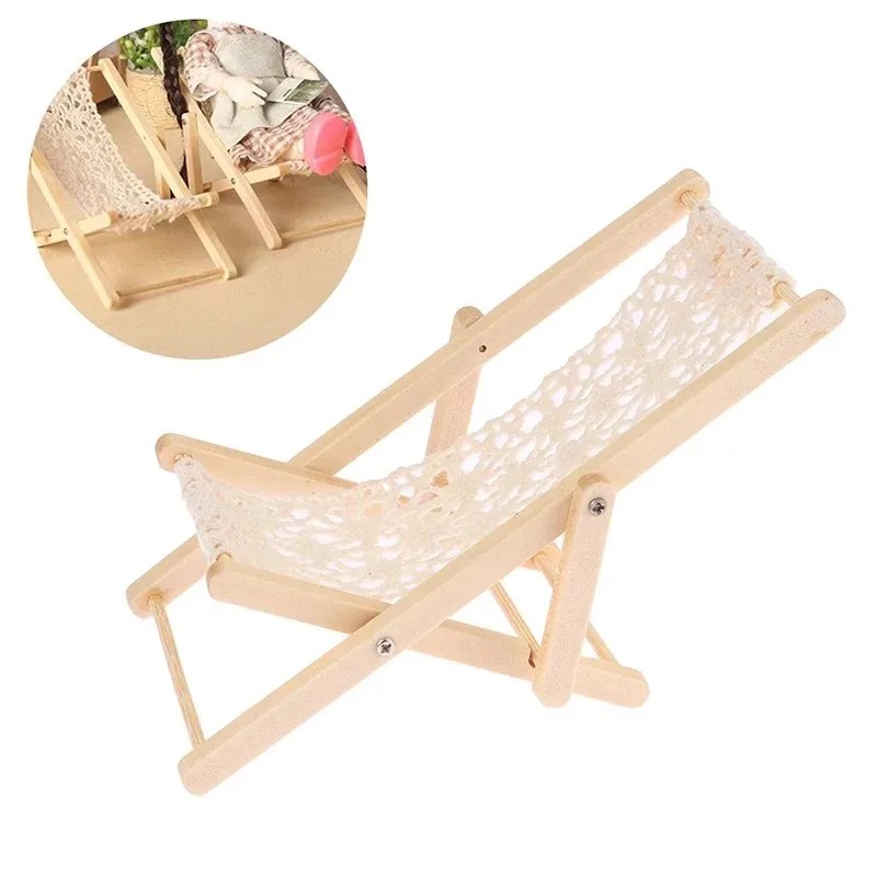 Outdoor Furniture Diy - 1/12 Maßstab Faltbarer Strandliegestuhl Mini-Möbelmodell Simulierter