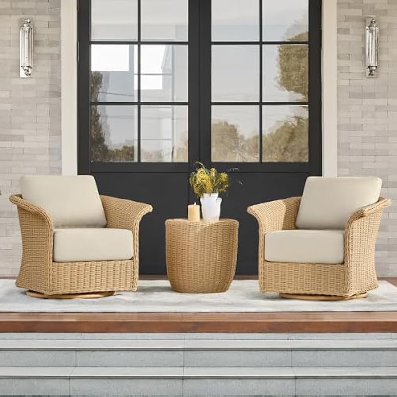 Outdoor Furniture Metal Chairs - 3-teiliges Outdoor-Bistro-Set mit Drehstühlen, ergonomischen Rückenlehnen