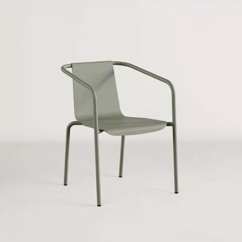 Outdoor Furniture Metal Chairs - Skandinavisches Terrassenset Langer Tisch mit Quadratischer