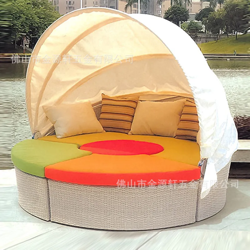 Rundes Rattan-Outdoor-Tagesbet – Outdoor Daybed Furniture Bewertung und Preis